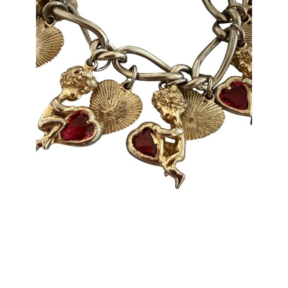 Vintage Womens Gold-toned Charm Bracelet Chunky Chain Multiple Dangling Charms - Picture 2 of 16